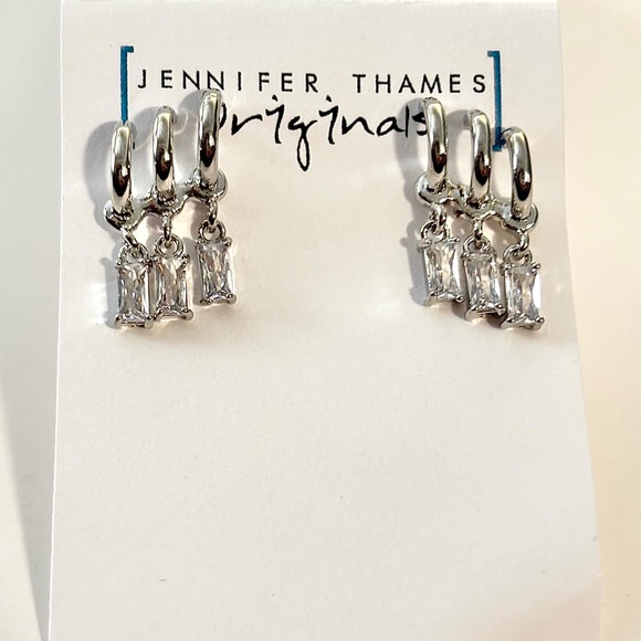 18K White Gold Filled Crawler Diamond Drop Earrings by Mississippi Artisan - Picture 2 of 4